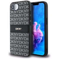 DKNY kartojamo tekstūros rašto su toninėmis juostelėmis dėklas iPhone 16e - juodas