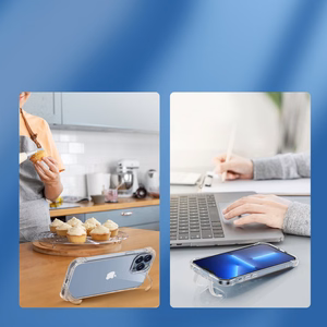 Joyroom Defender serijos dėklas iPhone 14 Pro šarvuotas kablio dėklas su stovu skaidrus (JR-14H2)