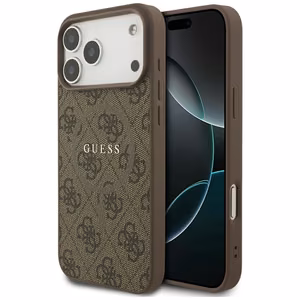 GUESS dėklas telefonui IPHONE 17 Pro Max, suderinamas su MagSafe GUHMP17XG4GFRW (PU 4G Ring Classic Logo) rudas