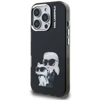 Karl Lagerfeld IML Aquarelle Karl & Choupette & Logo deklas iPhone 16 Pro Max - juodas