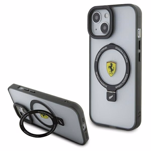 Ferrari FEHMP15SUSCAH iPhone 15 6.1" permatomas kietas dėklas su žiediniu stovu 2023 kolekcija Magnetinis