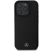 Mercedes tekstūruotos ir lygios odos magnetinis dėklas iPhone 16 Pro Max - juodas