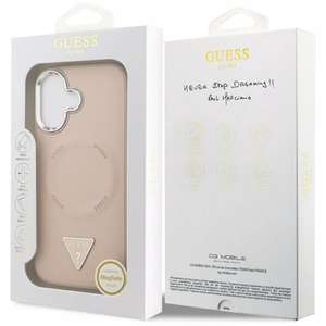 Guess Trikampio logotipo magnetinis dėklas iPhone 17 - rožinis