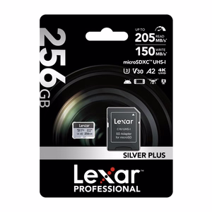 „Lexar High-Performance Silver Plus“ microSDXC atminties kortelė, 256 GB + adapteris