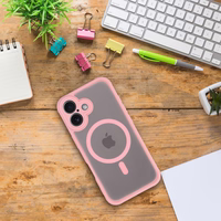 Itin matinis MAG COVER dėklas telefonui su MagSafe skirtas IPHONE 15 – šviesiai rožinis