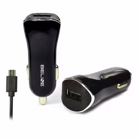 Beline automobilinis įkroviklis 1xUSB + microUSB 1A juodas