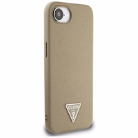 Guess Grained Triangle MagSafe dėklas telefonui iPhone 16e - ruda