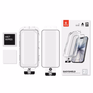 Crong EasyShield 2-Pack grūdinti apsauginiai ekrano stiklai, skirti iPhone 17e / 16e / 14 / 13 / 13 Pro, 2 vnt.