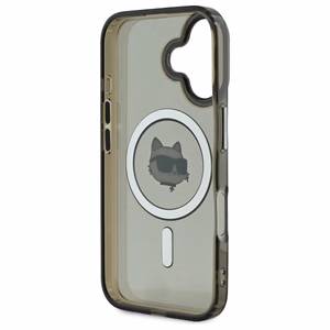 Karl Lagerfeld IML Metal Choupette Head Magnetinis iPhone 16 Plus dėklas - juodas