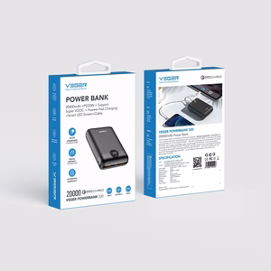 VEGER išorinė baterija 20000 mAh PD QC3.0 2A 22,5W S20 (W2053) juoda