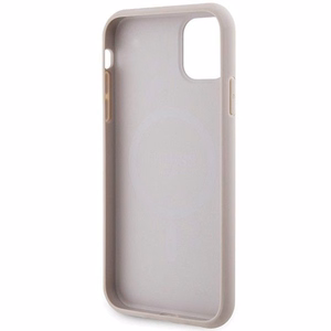 Guess GUHMN61G4GFRP iPhone 11 6.1" / Xr rožinis/rožinis kietas dėklas 4G kolekcija odinis metalinis logotipas Magnetinis
