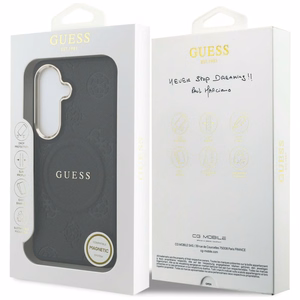 Guess dėklas Saffiano Peony Embossed Ring MagSafe skirtas Samsung Galaxy S26 juodas