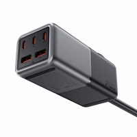 Acefast Z2 GaN 75W PD stalinio tipo įkroviklis 3x USB-C 2x USB-A - juodas ir pilkas