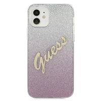 Guess GUHCP12SPCUGLSPI iPhone 12 mini 5.4" rožinis/rožinis kietas dėklas Glitter Gradient Script