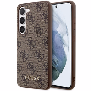 Guess GUHCS23SG4GFBR S23 S911 rudas/rudas kietas dėklas 4G Metal Gold Logo