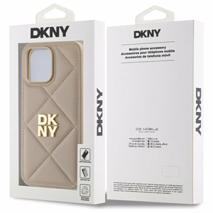 DKNY Quilted Stack Logo dėklas telefonui iPhone 14 Pro - smėlio spalvos