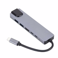 Gembird A-CM-COMBO5-06 USB C tipo 6 viename daugiaprievadis adapteris (AF ir C tipo šakotuvas + HDMI + PD+LAN)