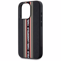 Karl Lagerfeld Saffiano Athleisure Stripes Cord Dėklas telefonui iPhone 15 Pro Max - raudonas