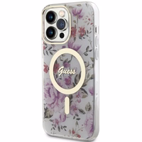 Guess GUHMP14XHCFWST iPhone 14 Pro Max 6.7" skaidrus kietas dėklas Flower Magnetinis