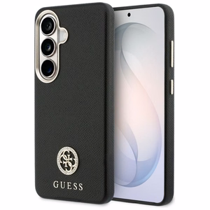 Guess dėklas Rhinestone Round Logo MagSafe skirtas Samsung Galaxy S26 Plus juodas