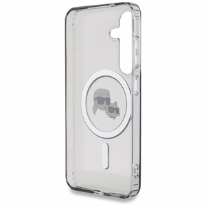 Dėklas telefonui Karl Lagerfeld Button Karl & Choupette Heads Išspausdintas logotipas MagSafe Samsung Galaxy S25 Plus - juodas