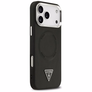 Guess Trikampio logotipo magnetinis dėklas iPhone 17 Pro - juodas