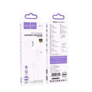 HOCO laidinės ausinės Type C su mikrofonu M114 baltos