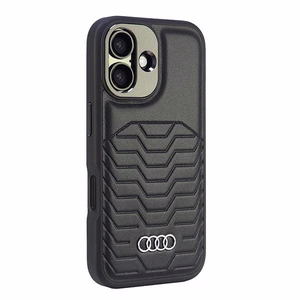 Audi Sintetinės odos Magnetinis iPhone 16 6.1" juodas/juodas kietas dėklas AU-TPUPCMIP16-GT/D3-BK