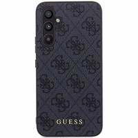 Guess GUHCS23FEG4GFGR S23 FE S711 pilkas/pilkas kietas dėklas 4G metalinis auksinis logotipas