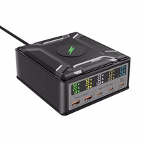 Blitzwolf BW-S28 260W, 2xUSB-A, 3xUSB-C, 15W belaidis įkroviklis (juodas)