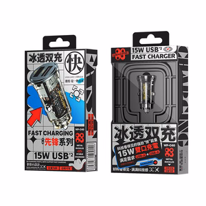 WEKOME WP-C40 Vanguard Series car charger, 2 × USB-A, 15 W, black and clear