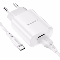 Borofone Sieninis įkroviklis BN1 Innovative - USB - 2,1A su USB į Type C baltas