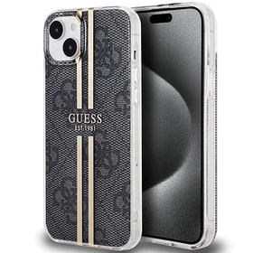 Guess IML 4G Gold Stripe dėklas telefonui iPhone 15 Plus / 14 Plus - juodas