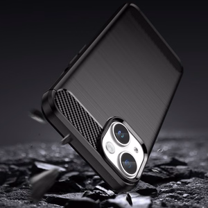 Carbon dėklas iPhone 14 Plus lankstus gelinis galinis dangtelis juodas