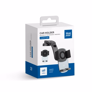 Automobilinis universalus telefono laikiklis Blue Star (Long Neck Crystal) juodas