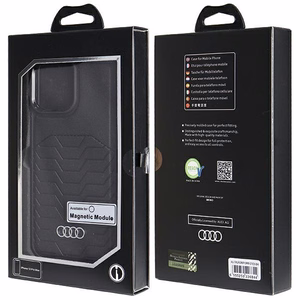 Audi sintetinės odos dėklas MagSafe iPhone 13 Pro Max - juodas