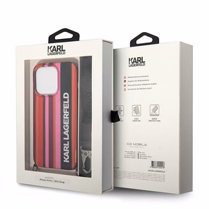 Karl Lagerfeld KLHCP14XSTSTP iPhone 14 Pro Max 6.7 "kietas dėklas rožinis / rožinis Spalvotos Juostelės Dirželis