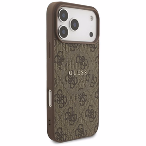 GUESS dėklas telefonui IPHONE 17 Pro Max, suderinamas su MagSafe GUHMP17XG4GFRW (PU 4G Ring Classic Logo) rudas