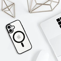 Akrilinis spalvotas magnetinis dėklas telefonui Iphone 17 juodas