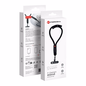 FORCELL F-DESIGN R10X40 riešo telefono virvelė su reguliuojamu ilgiu (maks. 20cm kilpoje) juoda