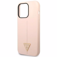 Guess GUHCP14XSLTGP iPhone 14 Pro Max 6.7" rožinis kietasis dėklas silikoninis Triangle