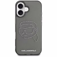 Karl Lagerfeld IML Rhinestones Karl Head dėklas telefonui iPhone 16 juodas