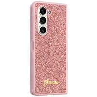 Guess Glitter Script dėklas telefonui Samsung Galaxy Z Fold 5 - rožinis