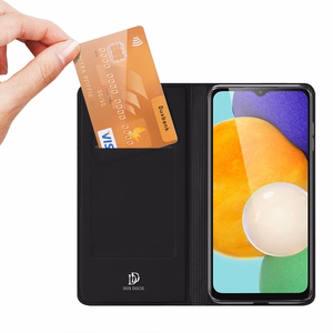 Dux Ducis Skin Pro Dėklas telefonui Samsung Galaxy A14 4G / 5G su atverčiamu kortelių dėklu ir stovu Juodas