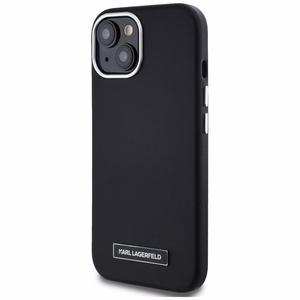 Karl Lagerfeld FW Metal Plate Magnetinis iPhone 15 dėklas - juodas