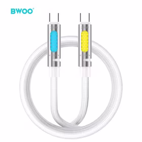 BWOO 240W Super Fast Charging Data Laidas With RGB Light baltas X325C-C