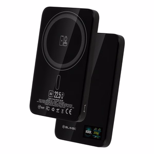 Blavec Išorinė baterija 5000mAh BJ-04 Itin Plona 7,8mm - Type C - 22,5W magnetinė Magsafe 3 in 1 (PBBJ04-MC5B) juoda stiklas
