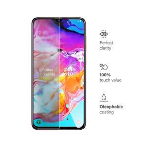 Apsauginis stiklas (m) - mėlynas (m) - SAMSUNG Galaxy A70