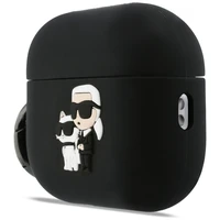 Karl Lagerfeld Silicone Karl & Chaupette Head 3D Case for AirPods Pro 3 - Black