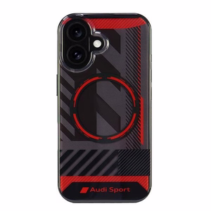Audi IML Sport Magnetinis iPhone 16 6.1" juodas/juodas kietas dėklas AUS-IMLMIP16-RSQ/D2-BK
